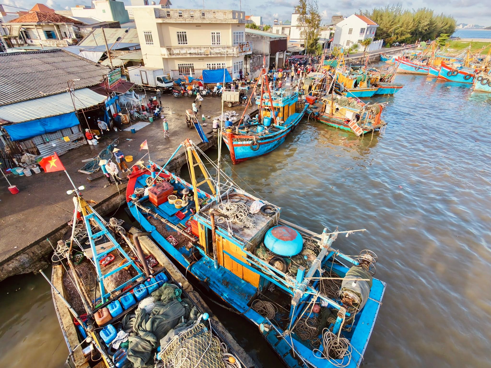 buổi sáng ở cảng cá Phước Tỉnh